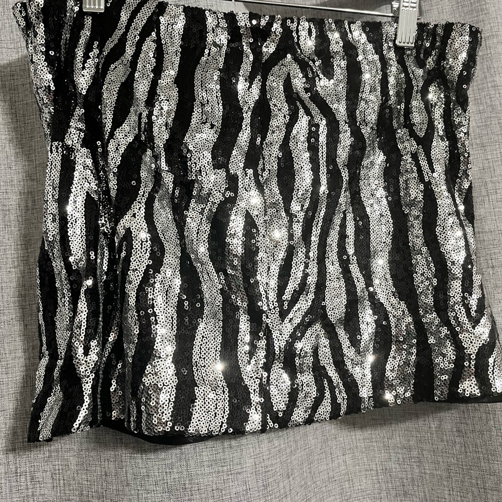 Sequin Zebra Mini Skirt